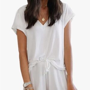LuckyMore two piece v neck and shorts small pajama set